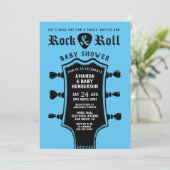 Baby Blue Rock en Roll Guitar Baby shower Kaart (Staand voorkant)