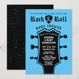 Baby Blue Rock en Roll Guitar Baby shower Kaart