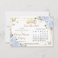 Baby Blue Roses Bloemengoud Quinceañera-kalender