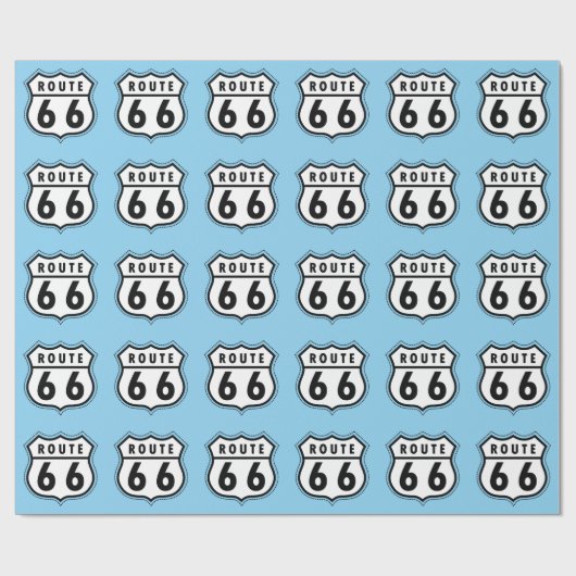 Baby Blue Route 66 teken Cadeaupapier (Vlak)