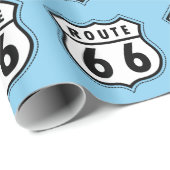 Baby Blue Route 66 teken Cadeaupapier (Rol Hoek)