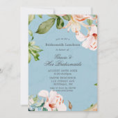 Baby Blue Roze Lily Bridesmaids Luncheon Invites (Voorkant)