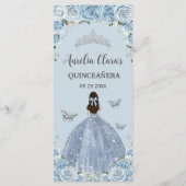 Baby Blue Rozen Floral Princess Quinceañera Menu (Achterkant)