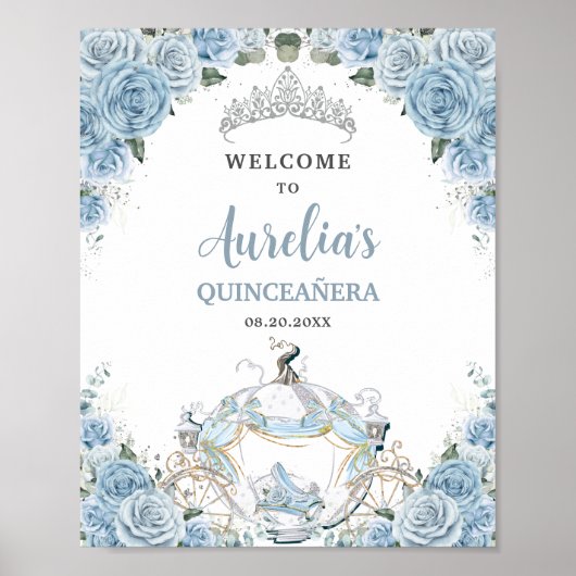 Baby Blue Rozen Princess Carriage QUINCEAÑERA 16e Poster (Voorkant)