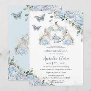 Baby Blue Rozen Princess Cinderella Quinceañera Kaart