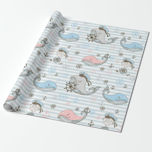 Baby Blue Sailor Cadeaupapier (Uitgerold)