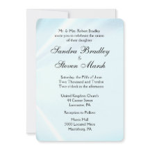 Baby Blue Satin Wedding Invitations 5 x 7 inch