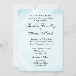 Baby Blue Satin Wedding Invitations 5 x 7 inch Kaart