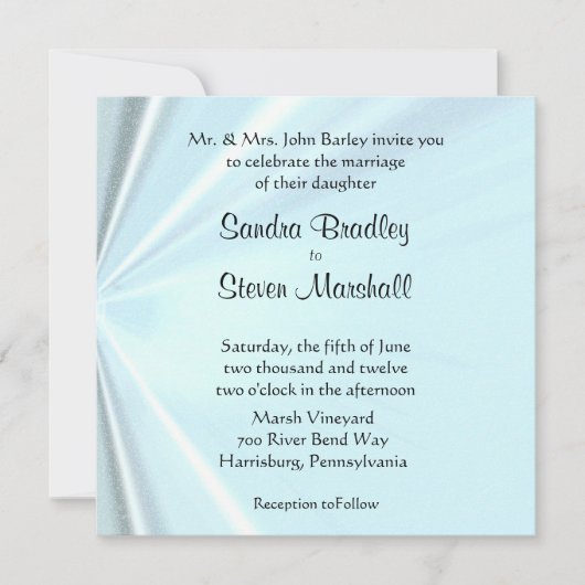 Baby Blue Satin Wedding Invitations Kaart (Voorkant)