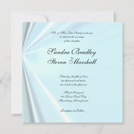 Baby Blue Satin Wedding Invitations Kaart (Voorkant)
