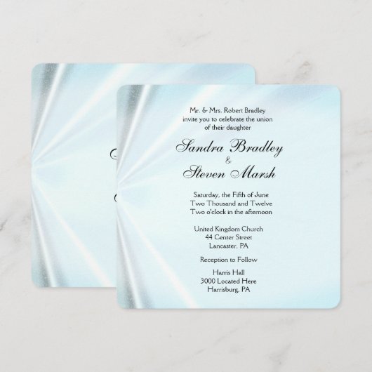 Baby Blue Satin Wedding Invitations Kaart (Voorkant / Achterkant)