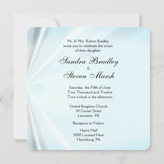 Baby Blue Satin Wedding Invitations Kaart (Voorkant)