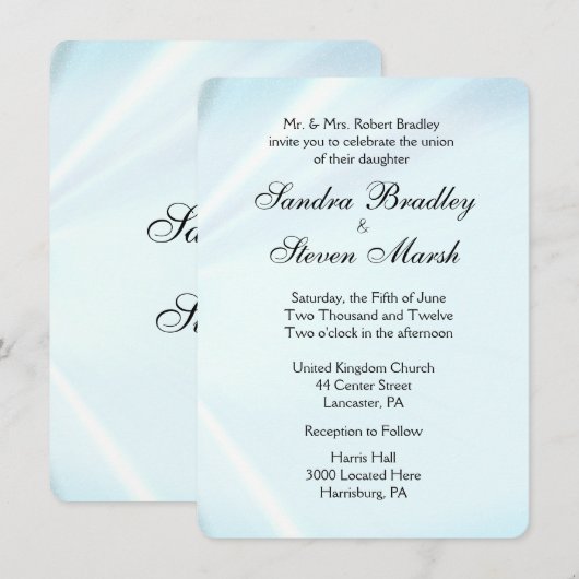 Baby Blue Satin Wedding Invitations Kaart (Voorkant / Achterkant)