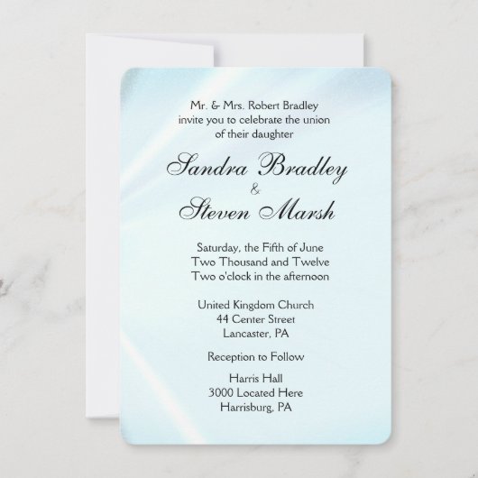 Baby Blue Satin Wedding Invitations Kaart (Voorkant)