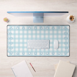 Baby Blue Schaal Gingham Golfvormige Rand Bureaumat