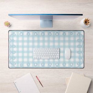 Baby Blue Schaal Gingham Golfvormige Rand Bureaumat