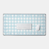 Baby Blue Schaal Gingham Golfvormige Rand Bureaumat (Keyboard & Muis)