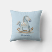 Baby Blue Schommelpaard Naam  Kussen (Achterkant)