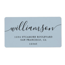 Baby Blue Script Family Retouradres Etiket
