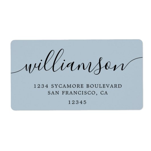 Baby Blue Script Family Retouradres Etiket (Voorkant)