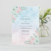 Baby Blue Serafische Lente Bruiloft Kaart (Staand voorkant)