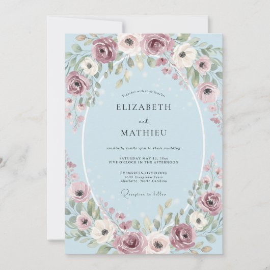 Baby Blue Serene Lente Bruiloft Kaart (Voorkant)