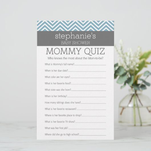 Baby Blue Shower Game - Wie kent mama beste Quiz (Staand voorkant)