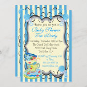 Baby Blue Shower Victoriaans Tea Party Uitnodiging (Voorkant / Achterkant)