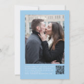 Baby Blue Silver Glitter Photo QR Code Wedding Kaart (Achterkant)