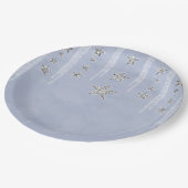 Baby Blue & Silver Glitter Stars Sweet 16 Party Papieren Bordje (Gekanteld)