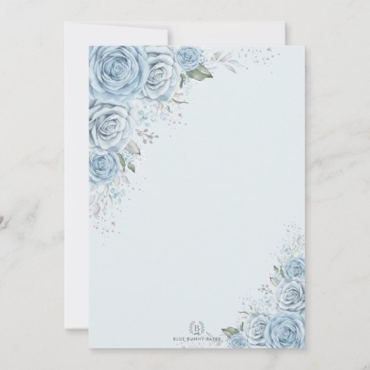 Baby Blue Silver Quinceañera Vlinder Geometrisch Kaart (Achterkant)