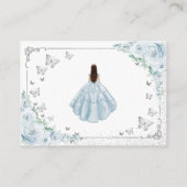 Baby Blue Silver Quincenarea Reception Details Informatiekaartje (Achterkant)