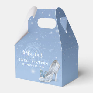 Baby Blue Silver Shoe Cinderella Princess Party Bedankdoosjes