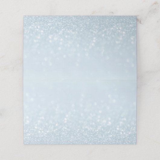 Baby Blue Silver Sparkle Snow Weddenschap Kerstmis Plaatskaartje (Buitenkant ongevouwen)