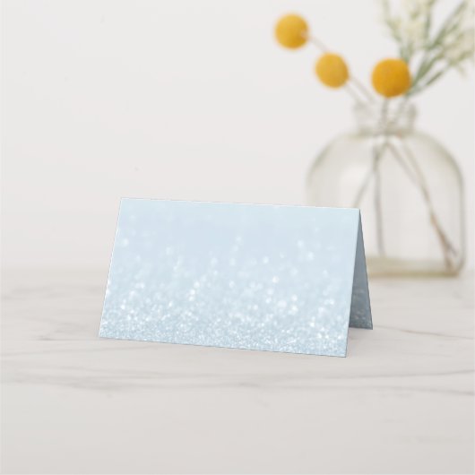 Baby Blue Silver Sparkle Snow Weddenschap Kerstmis Plaatskaartje (Achterkant)