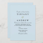 Baby Blue Simple Elegant Typography Wedding Invite Kaart (Voorkant / Achterkant)