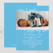 Baby Blue Snips & Slakken Foto geboorteaankondigin Aankondiging (Voorkant / Achterkant)