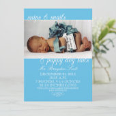 Baby Blue Snips & Slakken Foto geboorteaankondigin Aankondiging (Staand voorkant)