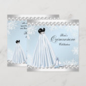 Baby Blue Snowflake Quinceanera Kaart (Voorkant / Achterkant)