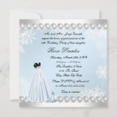 Baby Blue Snowflake Quinceanera Kaart (Achterkant)