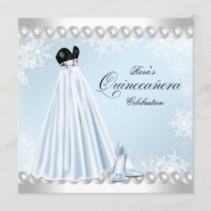 Baby Blue Snowflake Quinceanera Kaart