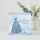 Baby Blue Snowflake Quinceanera Uitnodigingen (Staand voorkant)