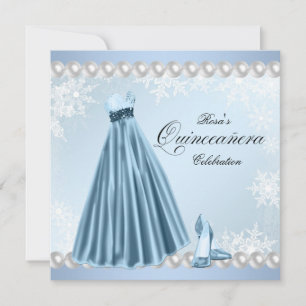 Baby Blue Snowflake Quinceanera Uitnodigingen
