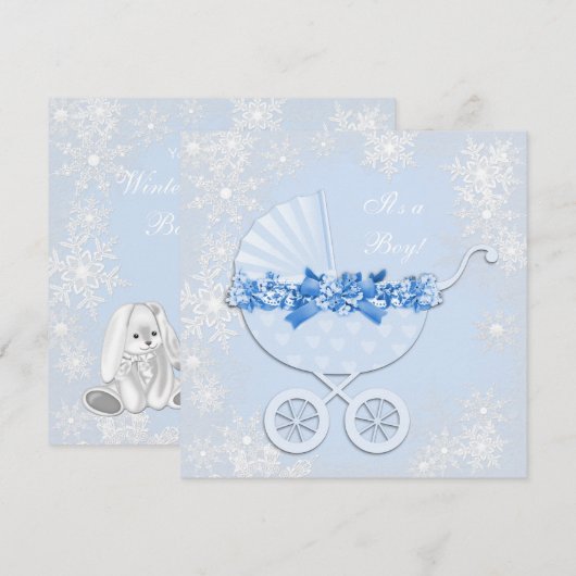 Baby Blue Snowflake Winter Wonderland Baby shower Kaart (Voorkant / Achterkant)