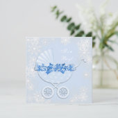 Baby Blue Snowflake Winter Wonderland Baby shower Kaart (Staand voorkant)