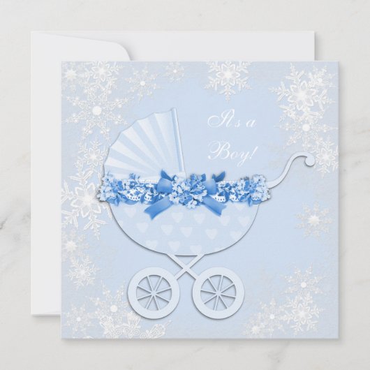 Baby Blue Snowflake Winter Wonderland Baby shower Kaart (Voorkant)