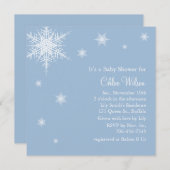 Baby Blue Snowflakes Shower Invitation Kaart (Voorkant / Achterkant)