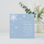 Baby Blue Snowflakes Shower Invitation Kaart (Staand voorkant)