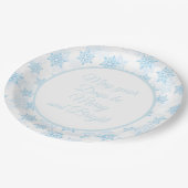 Baby Blue Snowflakes White Merry Bright Kerstmis Papieren Bordje (Gekanteld)