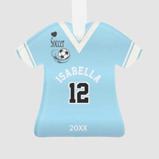Baby Blue Soccer Shirt Ornament (achterkant)